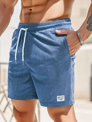 Men’s Summer Corduroy Lace-Up Drawstring Shorts