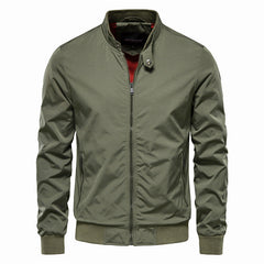 Men's Zip-up Jacket With Pockets Casual Solid Stand Collar Long Sleeve Top Outwear Clothing