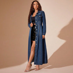 Women’s Denim Button Cardigan Coat Dress