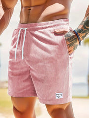 Men’s Summer Corduroy Lace-Up Drawstring Shorts