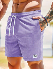 Men’s Summer Corduroy Lace-Up Drawstring Shorts