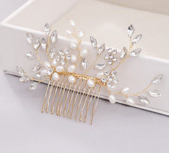 Pearl & Crystal Hand-Woven Hair Comb
