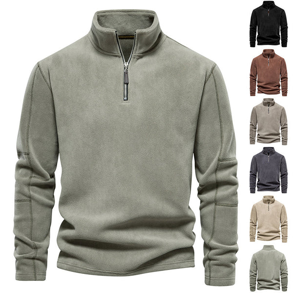 Men’s Stand-Collar Zippered Fleece Sweatshirt