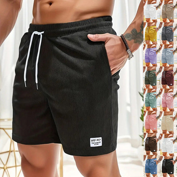 Men’s Summer Corduroy Lace-Up Drawstring Shorts