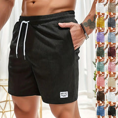 Men’s Summer Corduroy Lace-Up Drawstring Shorts