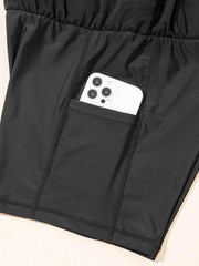 High Waisted Drawstring Swim Shorts