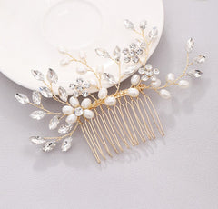 Pearl & Crystal Hand-Woven Hair Comb
