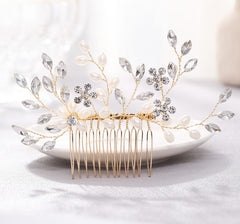 Pearl & Crystal Hand-Woven Hair Comb