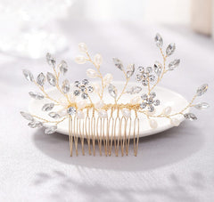 Pearl & Crystal Hand-Woven Hair Comb