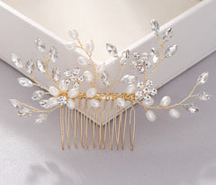 Pearl & Crystal Hand-Woven Hair Comb