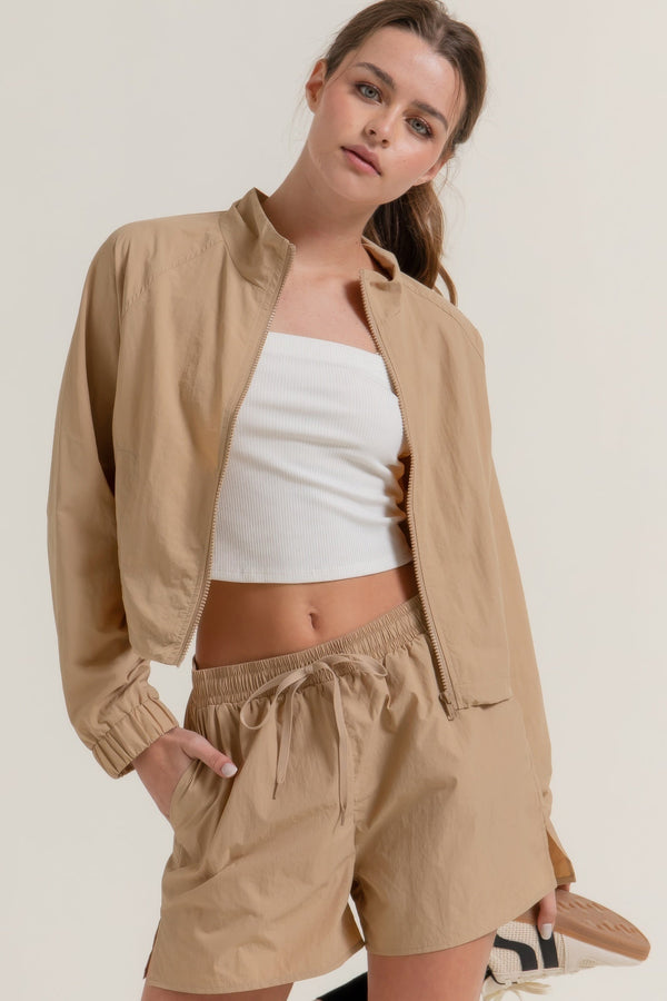 Long Slv Crop Activewear Anorak Jacket