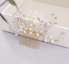 Pearl & Crystal Hand-Woven Hair Comb