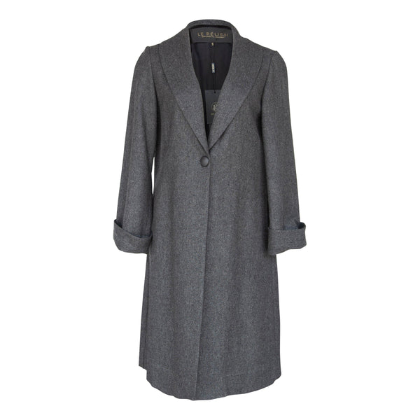 Worsted Flannel Long Trench Coat Gray Women’s Elegant Outerwear