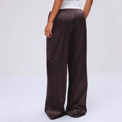 Women’s Autumn Satin Wide-Leg Drawstring Pants