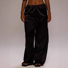 Women’s Autumn Satin Wide-Leg Drawstring Pants