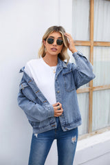 Women Clothing Retro Washed Denim Jacket