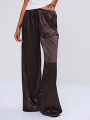 Women’s Autumn Satin Wide-Leg Drawstring Pants