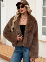 Women’s Plush Faux Fur Coat – Warm & Cozy