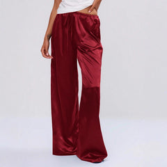 Women’s Autumn Satin Wide-Leg Drawstring Pants