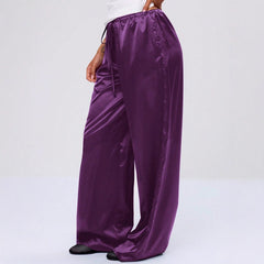 Women’s Autumn Satin Wide-Leg Drawstring Pants