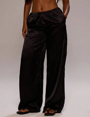 Women’s Autumn Satin Wide-Leg Drawstring Pants