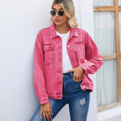 Women Clothing Retro Washed Denim Jacket