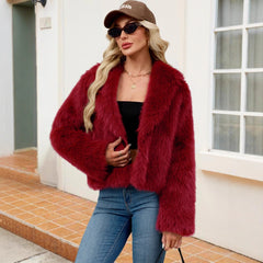 Women’s Plush Faux Fur Coat – Warm & Cozy