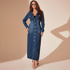 Women’s Denim Button Cardigan Coat Dress