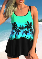 Beach Print Push Up Tankini Set S-6XL