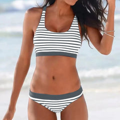Vintage Stripes Low Waist Bikini Set