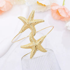 Golden Alloy Starfish Arm Bracelet – Summer Beach Cuff