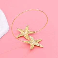 Golden Alloy Starfish Arm Bracelet – Summer Beach Cuff