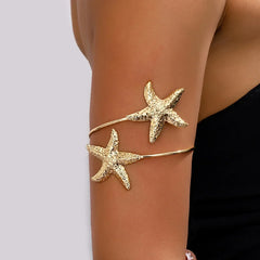 Golden Alloy Starfish Arm Bracelet – Summer Beach Cuff