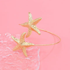Golden Alloy Starfish Arm Bracelet – Summer Beach Cuff