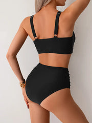 Black Elegance: Push-Up Cross Bikini Set