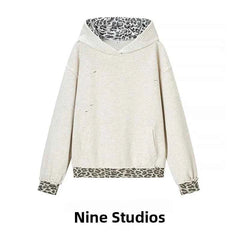 Leopard Patchwork Hooded Commuter Sweatshirt