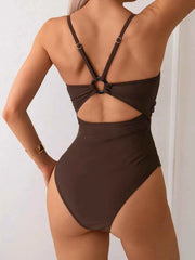 New solid color slim fit one-piece swimsuit