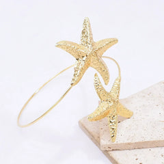 Golden Alloy Starfish Arm Bracelet – Summer Beach Cuff