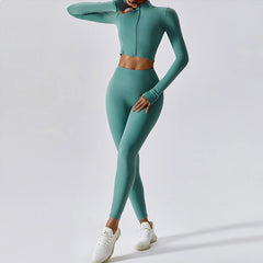 3-Piece Women’s Activewear Set – Sports Bra, High Waist Leggings & Long-Sleeve Top