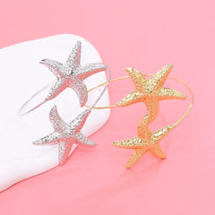 Golden Alloy Starfish Arm Bracelet – Summer Beach Cuff