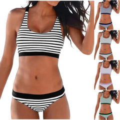 Vintage Stripes Low Waist Bikini Set