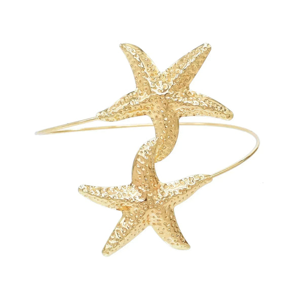 Golden Alloy Starfish Arm Bracelet – Summer Beach Cuff