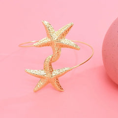 Golden Alloy Starfish Arm Bracelet – Summer Beach Cuff