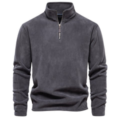 Men’s Stand-Collar Zippered Fleece Sweatshirt