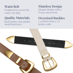 Double Buckle Western Waist Belt for Women