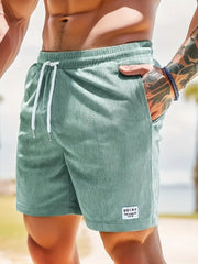 Men’s Summer Corduroy Lace-Up Drawstring Shorts