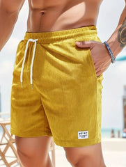 Men’s Summer Corduroy Lace-Up Drawstring Shorts