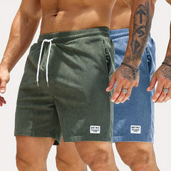 Men’s Summer Corduroy Lace-Up Drawstring Shorts
