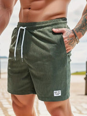 Men’s Summer Corduroy Lace-Up Drawstring Shorts
