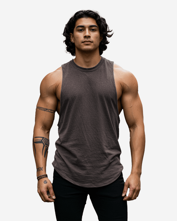 G WEST Men’s Brown Gym Tank Top